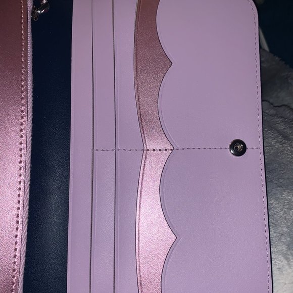 KATE SPADE NADINE LILAC METALLIC COLOR BLOCK MEDIUM CLUTCH CARD WALLET WLRU5589 - Picture 5 of 8